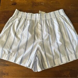 Aerie White and Blue Striped 100% cotton pajama lounge casual Shorts XL NWT